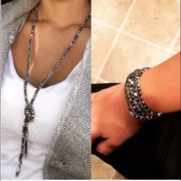 Stella & Dot Zoe Lariat Necklace – Gold Hematite Mix - Picture 3 of 12